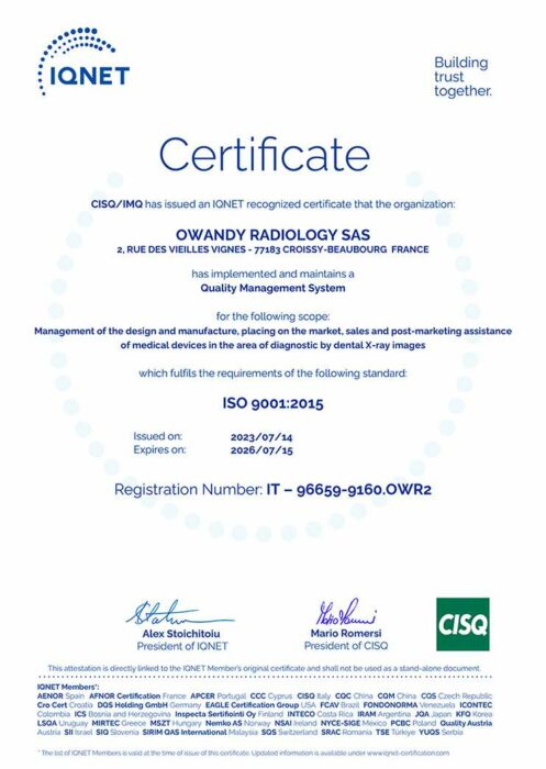 Owandy Radiology Qualitätsmanagement gemäß ISO 9001 und ISO 13485